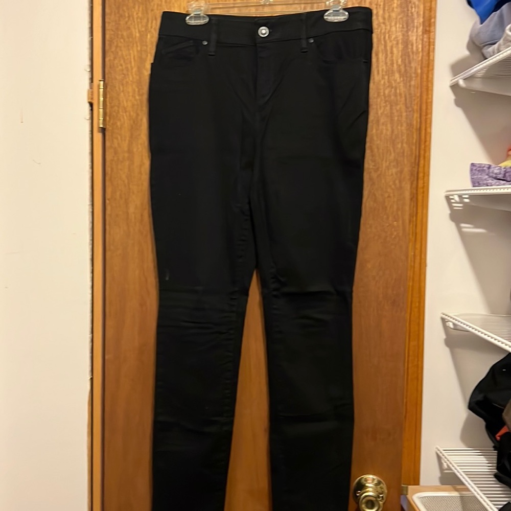 Chico’s black jean/slack very soft for jeans, straight leg, stretch waist.